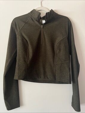 Old Navy Olive Green Quarter-Zip Crop Top